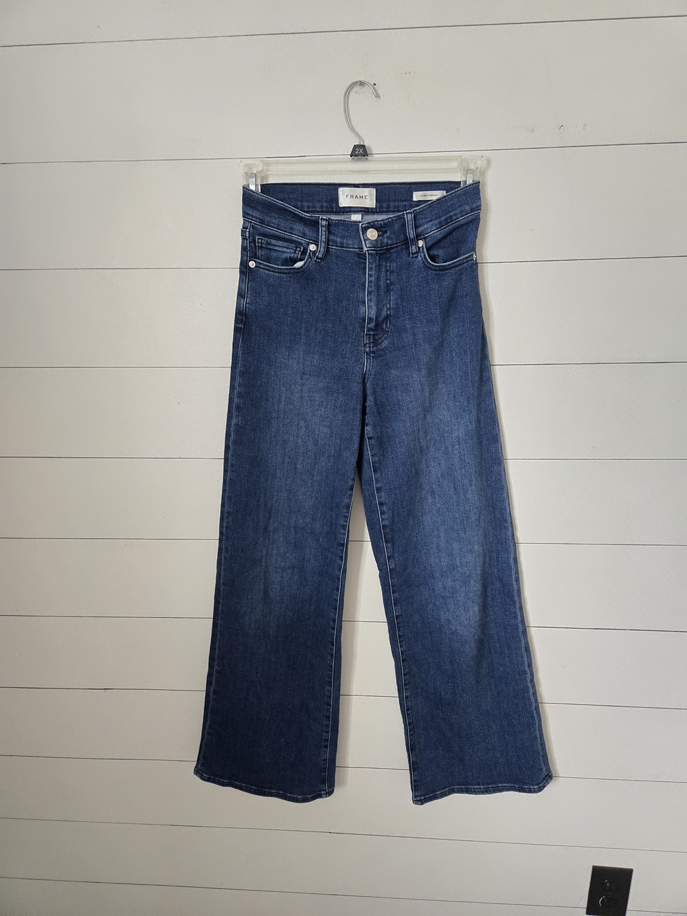 Frame Le Slim Palazzo Denim Wide-Leg Jeans in Denim Blue Sz 26